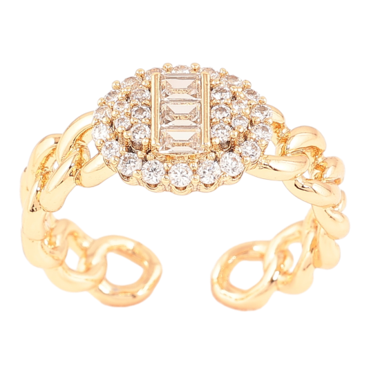 Кольцо Xuping Позолота 18K Узор цепочка с инкрустацией цирконием фото №1