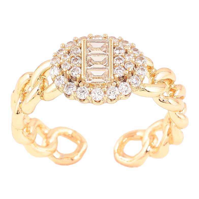 Кольцо Xuping Позолота 18K Узор цепочка с инкрустацией цирконием фото №1