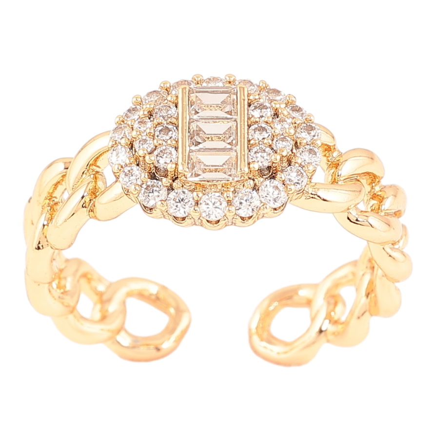 Кольцо Xuping Позолота 18K Узор цепочка с инкрустацией цирконием фото №1