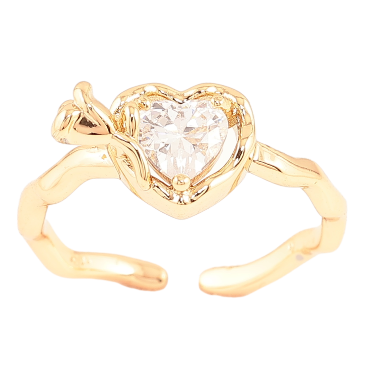 Каблучка Xuping Позолота 18K «Кришталеве сердечко з квіткою» фото №19 Каблучка Xuping Позолота 18K «Кришталеве сердечко з квіткою» фото №19