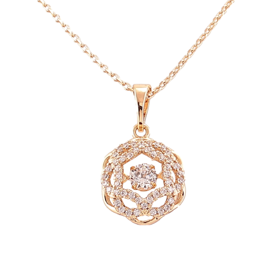 Кулон на цепочке Xuping Позолота 18K Изящная подвеска с инкрустацией цирконием длина 41-44см х 1мм фото №1