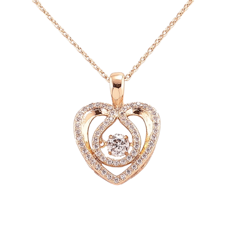 Подвеска на цепочке Xuping Позолота 18K Сердечко с танцующим кристаллом длина 42-45см х 1мм фото №1