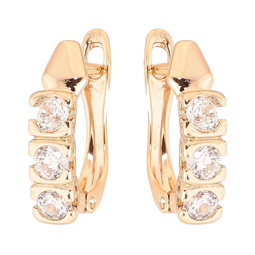 Серьги Xuping Позолота 18K английский замок Три кристалла фото №1 Серьги Xuping Позолота 18K английский замок Три кристалла фото №1