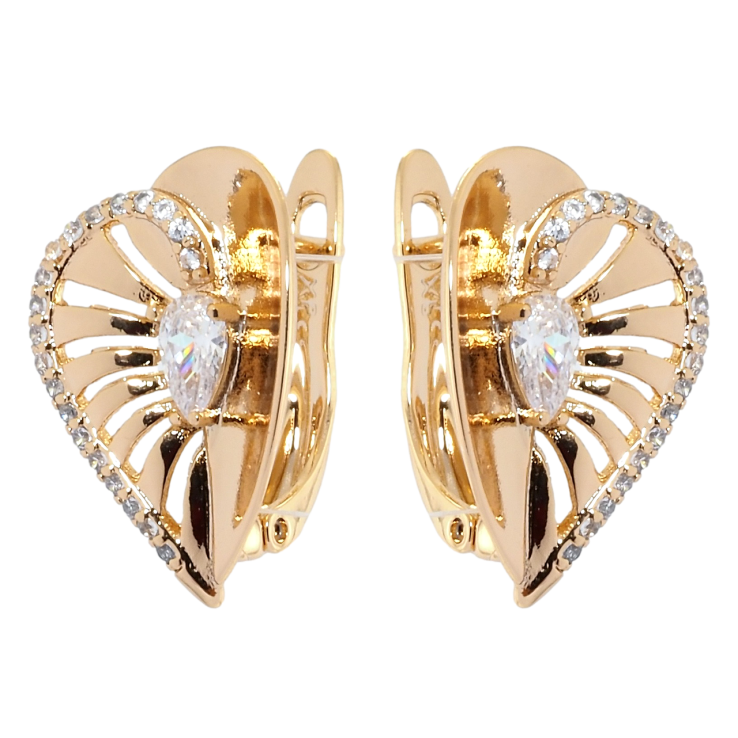 Серьги Xuping Позолота 18K английский замок Сердечки с цирконием фото №24