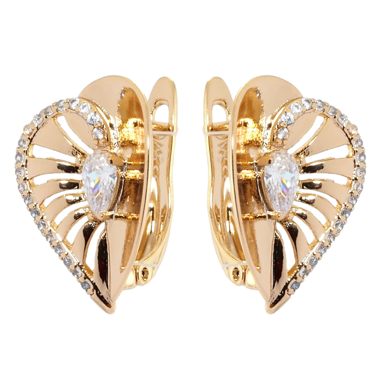 Серьги Xuping Позолота 18K английский замок Сердечки с цирконием фото №1