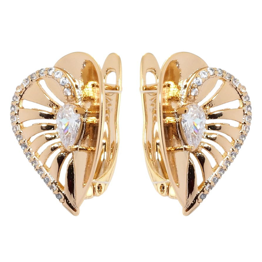 Серьги Xuping Позолота 18K английский замок Сердечки с цирконием фото №1