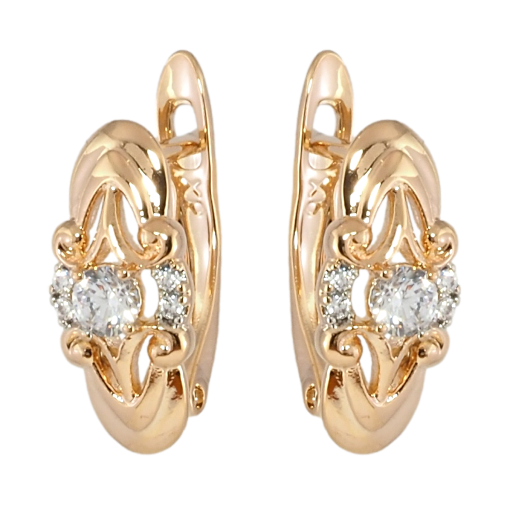 Серьги Xuping Позолота 18K английский замок Декоративный узор с цирконием фото №3