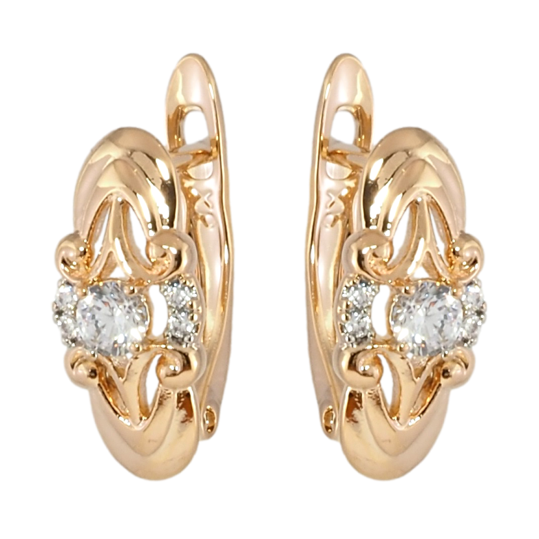 Серьги Xuping Позолота 18K английский замок Декоративный узор с цирконием фото №1