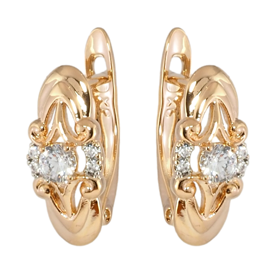 Серьги Xuping Позолота 18K английский замок Декоративный узор с цирконием фото №1 Серьги Xuping Позолота 18K английский замок Декоративный узор с цирконием фото №1