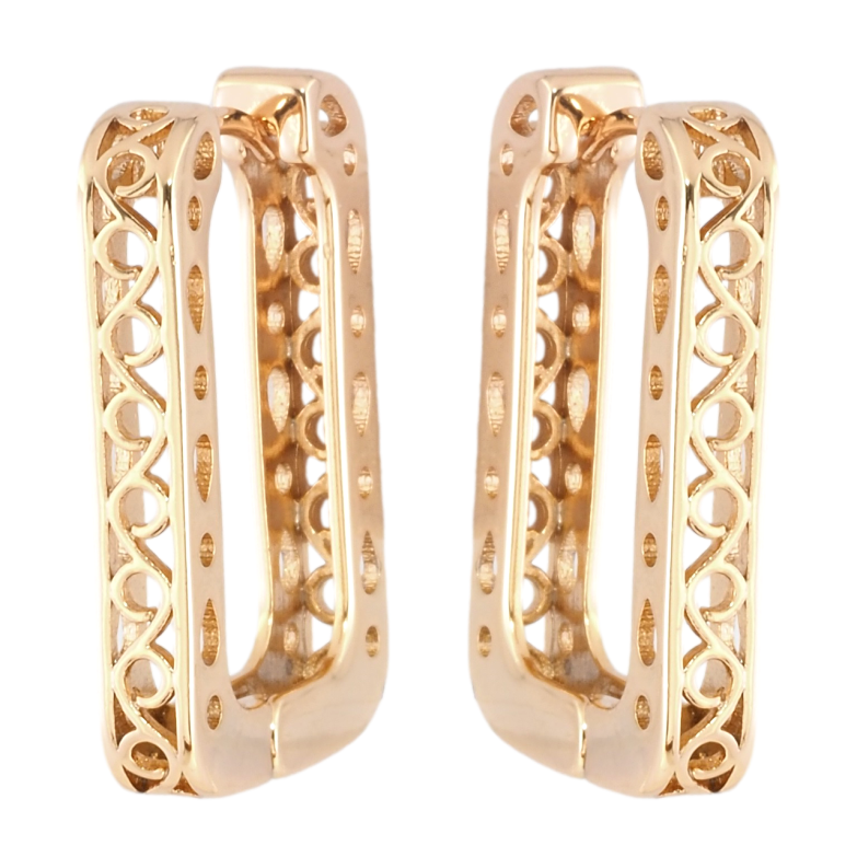 Серьги Xuping Позолота 18K колечки Резной узор фото №1