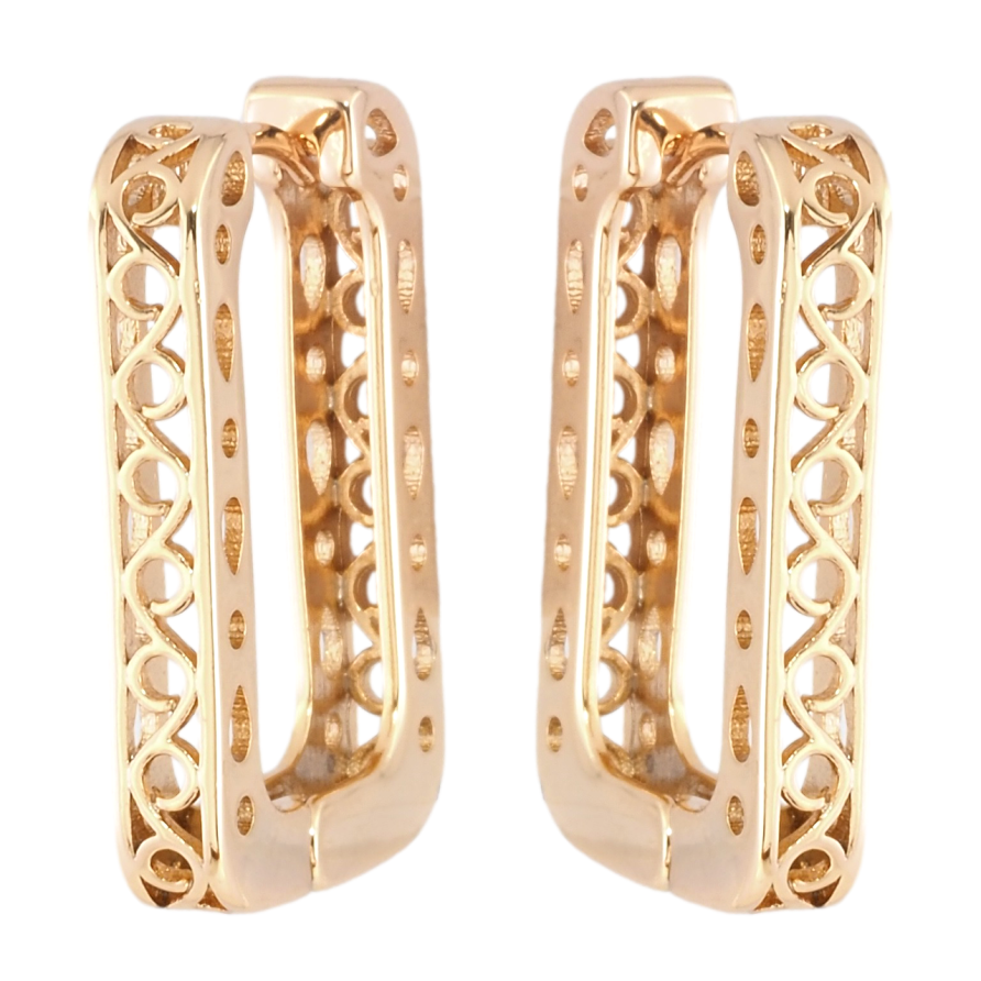 Серьги Xuping Позолота 18K колечки Резной узор фото №1