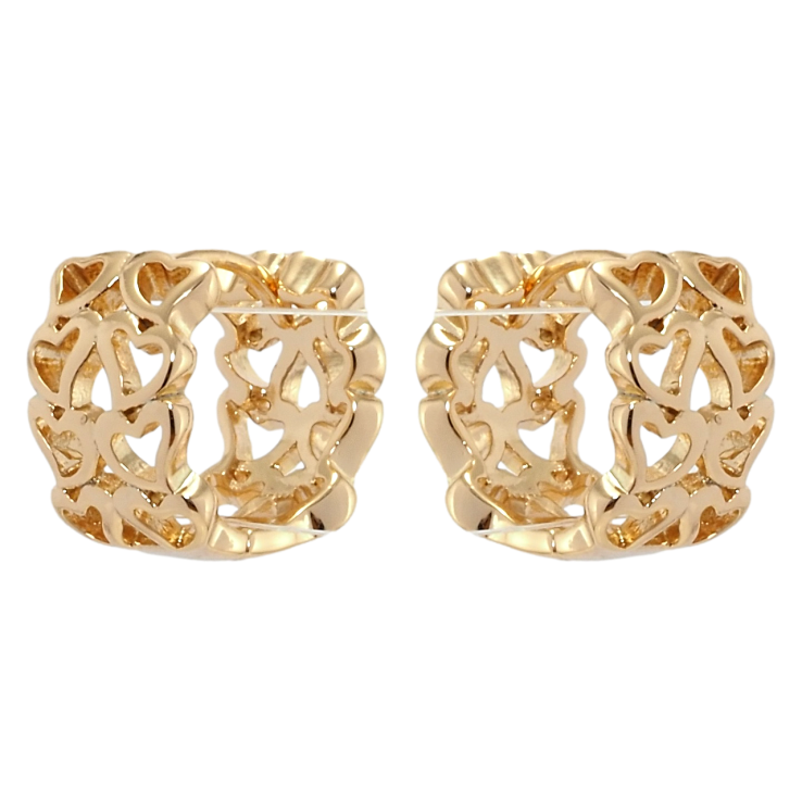 Серьги Xuping Позолота 18K колечки Резной орнамент сердечки фото №8 Серьги Xuping Позолота 18K колечки Резной орнамент сердечки фото №8