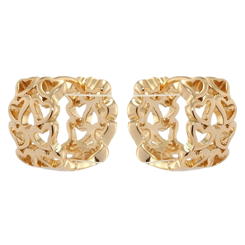 Серьги Xuping Позолота 18K колечки Резной орнамент сердечки фото №1