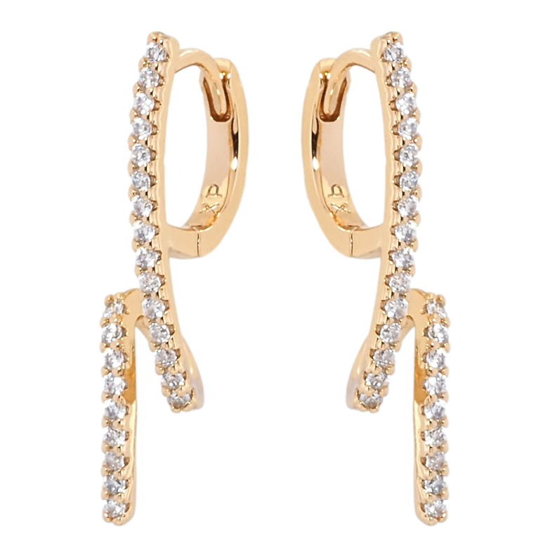 Серьги Xuping Позолота 18K колечки Витые дорожки циркония фото №2