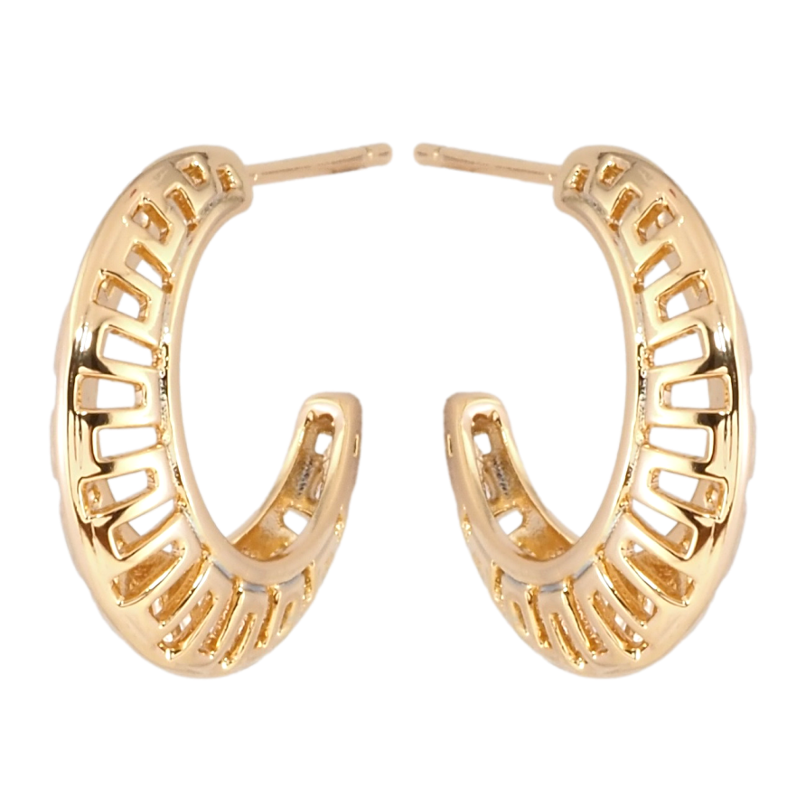 Сережки Xuping Позолота 18K пусети Дуги з різьбленим візерунком фото №1