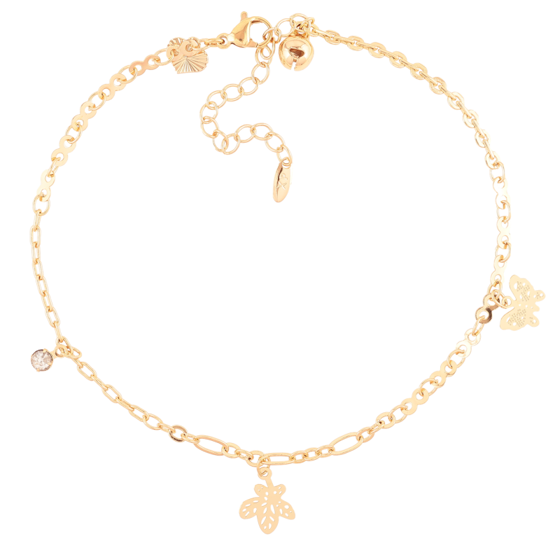 Браслет Xuping Позолота 18K на ногу «Ланцюжок комбінований з підвісками» розмір 24-29см х 2-3мм фото №1