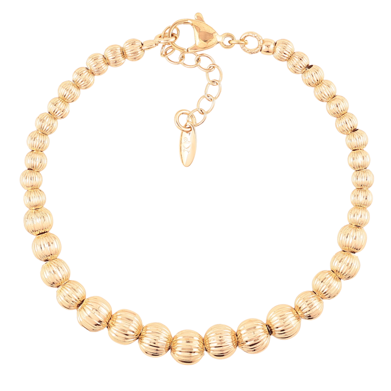 Браслет Xuping Позолота 18K «Намистини з насічками» розмір з доп.цеп.17.5-20см х 4-6мм фото №1 Браслет Xuping Позолота 18K «Намистини з насічками» розмір з доп.цеп.17.5-20см х 4-6мм фото №1