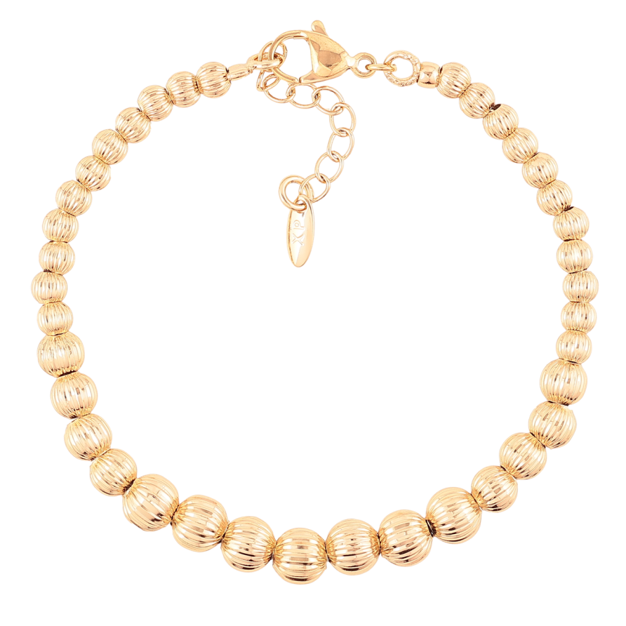 Браслет Xuping Позолота 18K «Намистини з насічками» розмір з доп.цеп.17.5-20см х 4-6мм фото №1 Браслет Xuping Позолота 18K «Намистини з насічками» розмір з доп.цеп.17.5-20см х 4-6мм фото №1