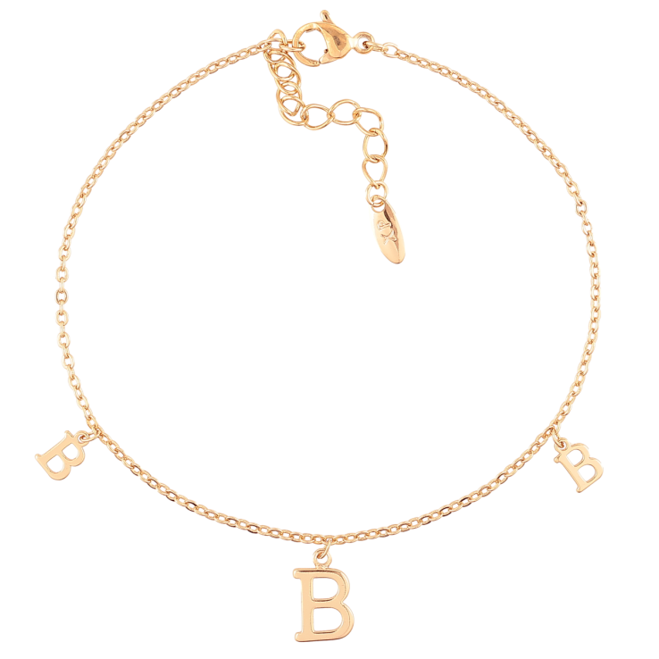 Браслет Xuping Позолота 18K Цепочка с подвесками буквами В размер с доп.цеп.18-21см х 1мм фото №12