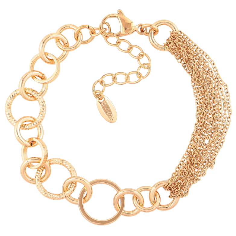 Браслет Xuping Позолота 18K «Комбіновані ланцюжки» розмір з доп.цеп.19-23.5см х 8-15мм фото №1