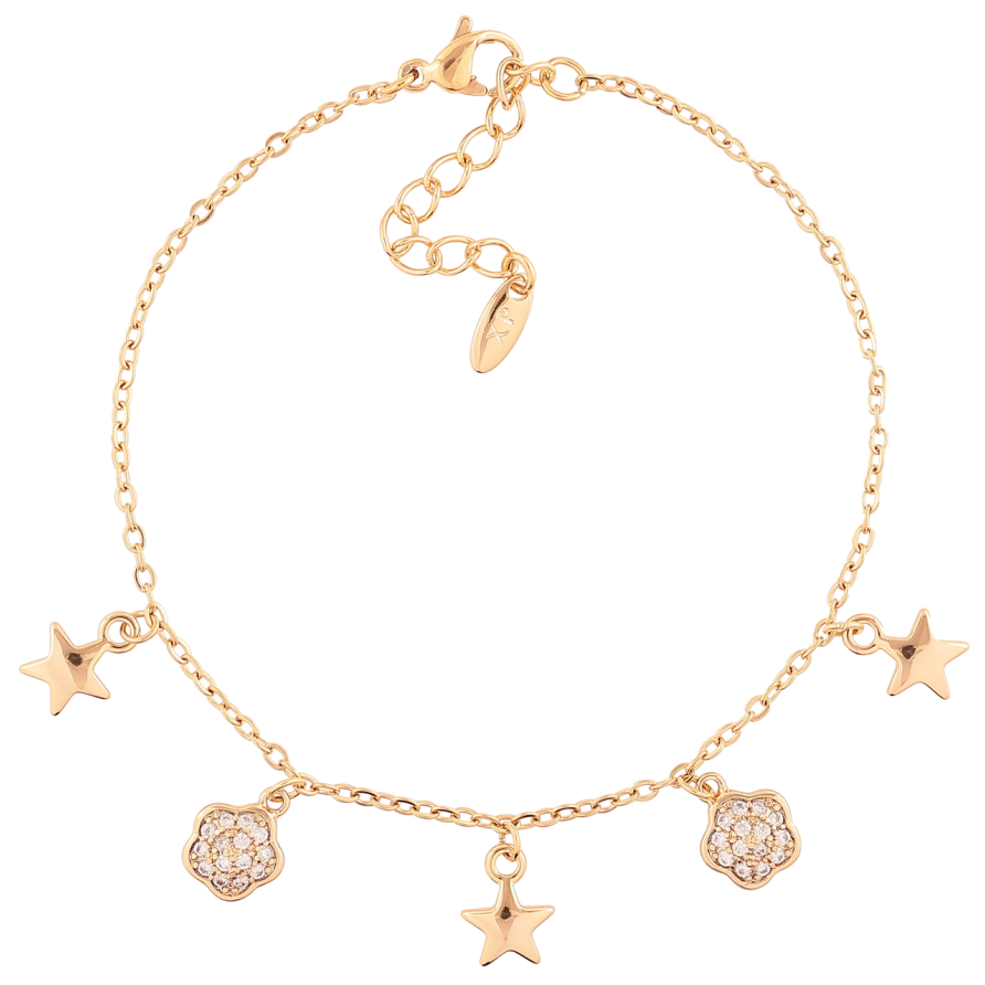 Браслет Xuping Позолота 18K Цепочка с подвесками размер с доп.цеп.17-20.5см х 1.5мм фото №1 Браслет Xuping Позолота 18K Цепочка с подвесками размер с доп.цеп.17-20.5см х 1.5мм фото №1