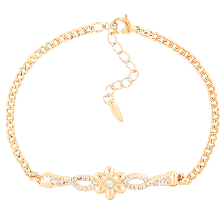 Браслет Xuping Позолота 18K Цепочка Панцирная с цветочной вставкой размер с доп.цеп.18-21.5см х 3мм фото №13