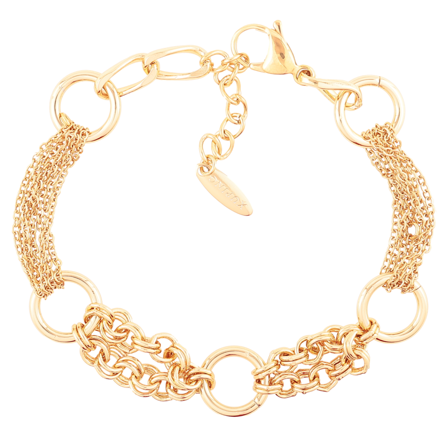 Браслет Xuping Позолота 18K Цепочка Комбинированная размер с доп.цеп.19-22см х 5-12мм фото №1