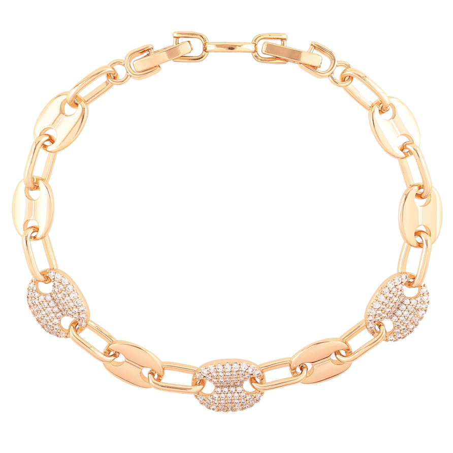 Браслет Xuping Позолота 18K «Ланки ланцюжка з цирконієм» розмір з доп.замком 18,20см х 5-9мм фото №1 Браслет Xuping Позолота 18K «Ланки ланцюжка з цирконієм» розмір з доп.замком 18,20см х 5-9мм фото №1