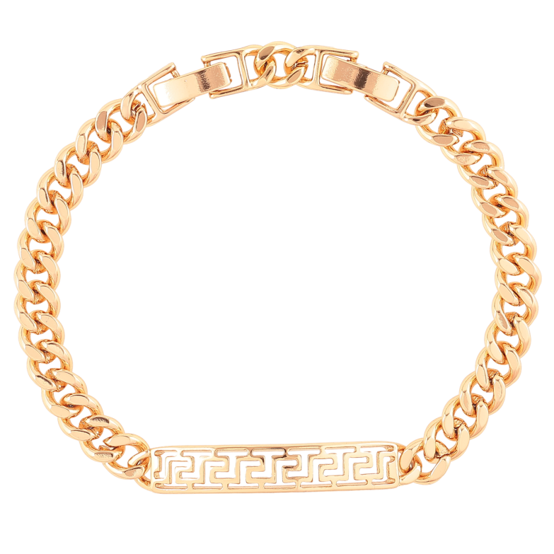 Браслет Xuping Позолота 18K «Панцирний ланцюжок і вставка з грецьким візерунок» розмір з доп.замком 17,19см х 6мм фото №1 Браслет Xuping Позолота 18K «Панцирний ланцюжок і вставка з грецьким візерунок» розмір з доп.замком 17,19см х 6мм фото №1