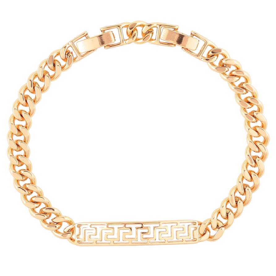 Браслет Xuping Позолота 18K «Панцирний ланцюжок і вставка з грецьким візерунок» розмір з доп.замком 17,19см х 6мм фото №1 Браслет Xuping Позолота 18K «Панцирний ланцюжок і вставка з грецьким візерунок» розмір з доп.замком 17,19см х 6мм фото №1