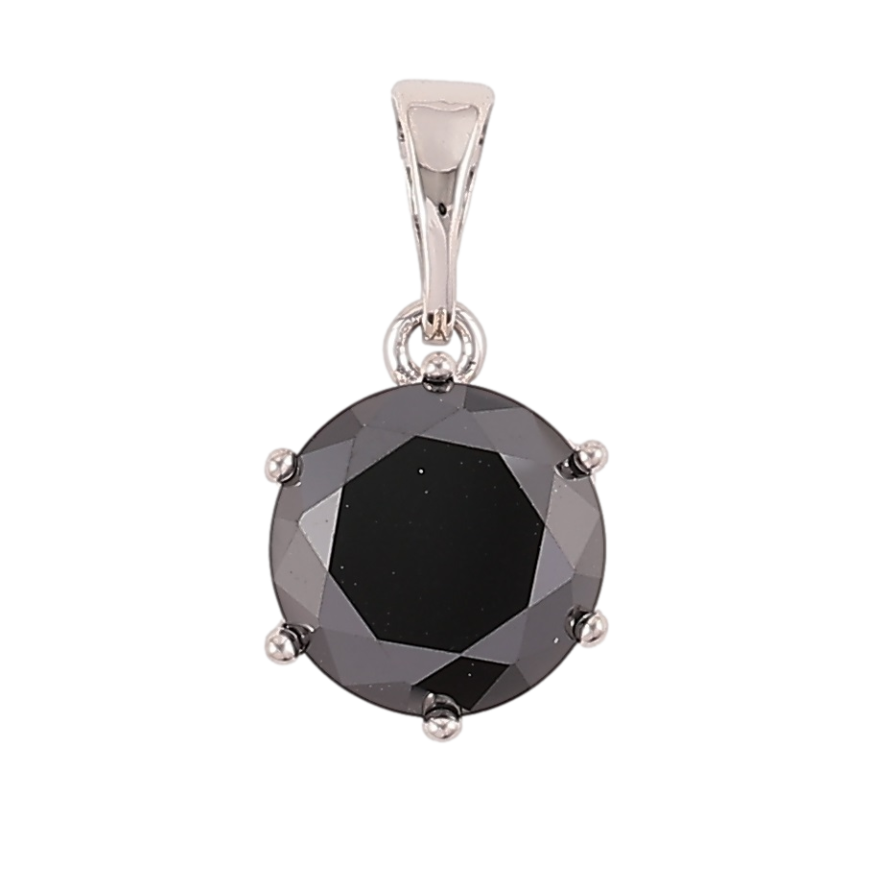 Кулон Xuping Родій «Чорний фіаніт, ø 9мм» для ланцюжка до 5мм фото №1