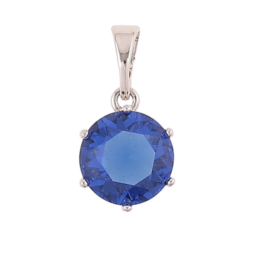Кулон Xuping Родий Синий фианит, ø 9мм для цепочки до 5мм фото №1
