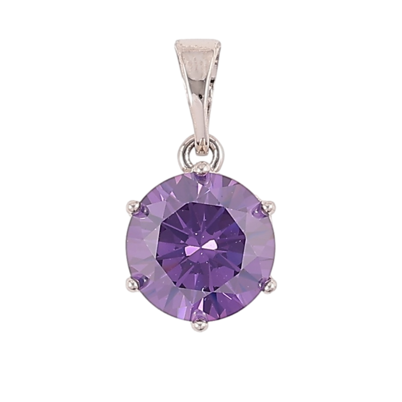 Кулон Xuping Родий Сиреневый фианит, ø 9мм для цепочки до 5мм фото №1 Кулон Xuping Родий Сиреневый фианит, ø 9мм для цепочки до 5мм фото №1