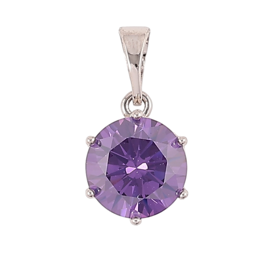 Кулон Xuping Родій «Бузковий фіаніт, ø 9мм» для ланцюжка до 5мм фото №1 Кулон Xuping Родій «Бузковий фіаніт, ø 9мм» для ланцюжка до 5мм фото №1