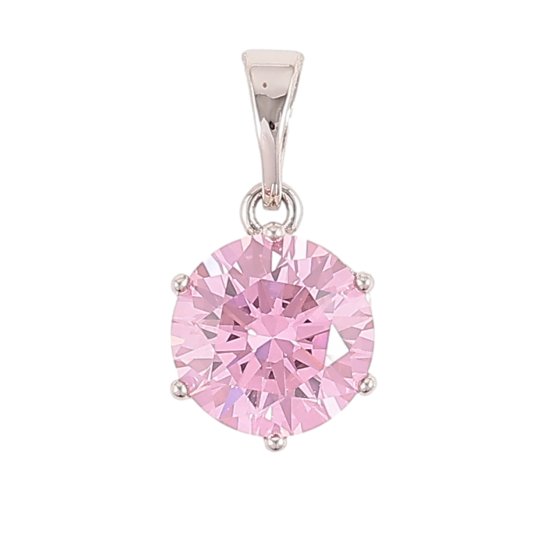 Кулон Xuping Родий Розовый фианит, ø 9мм для цепочки до 5мм фото №1 Кулон Xuping Родий Розовый фианит, ø 9мм для цепочки до 5мм фото №1