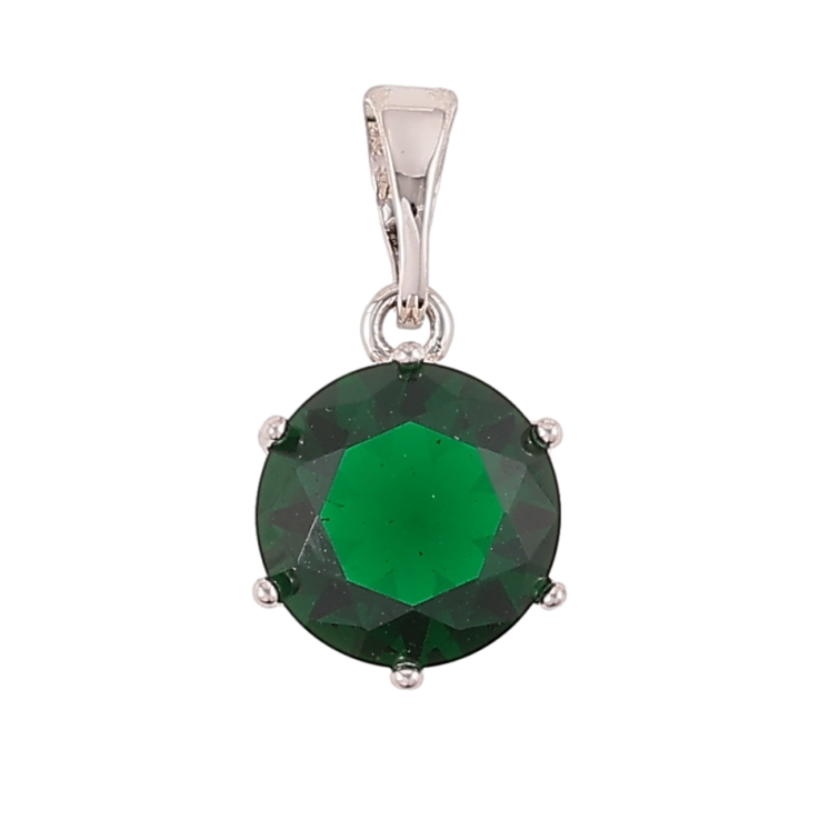 Кулон Xuping Родій «Зелений фіаніт, ø 9мм» для ланцюжка до 5мм фото №6
