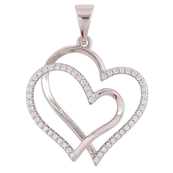 Кулон Xuping Родий Сердечки с цирконием для цепочки до 7мм фото №19