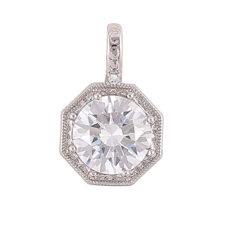 Кулон Xuping Родий Фианит в восьмигранной оправе для цепочки до 4мм фото №1