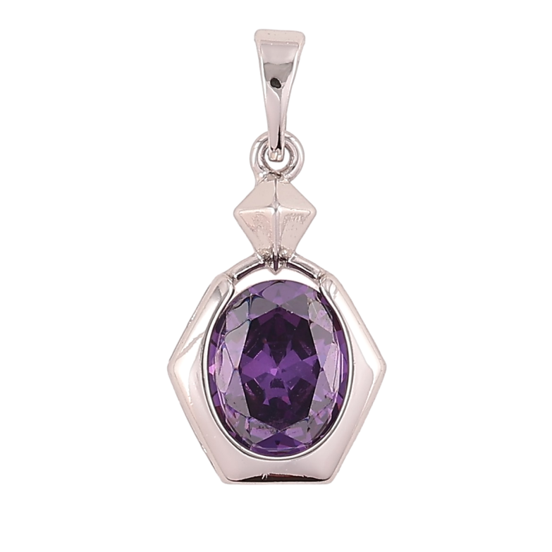 Кулон Xuping Родій «Фігурна підвіска з бузковим фіанітом» для ланцюжка до 5мм фото №1 Кулон Xuping Родій «Фігурна підвіска з бузковим фіанітом» для ланцюжка до 5мм фото №1