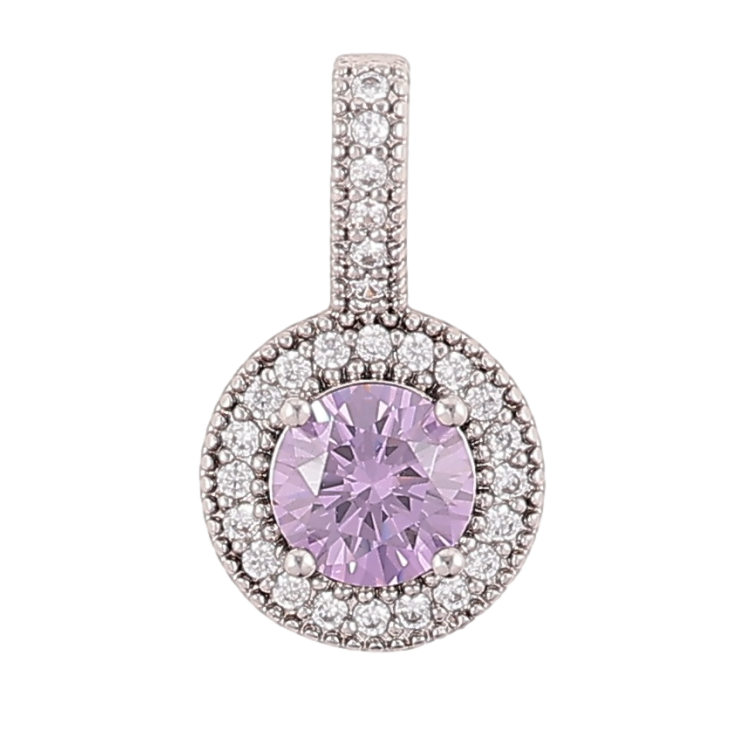 Кулон Xuping Родий Сиреневый фианит в обрамлении циркония, ø 10мм для цепочки до 4мм фото №10