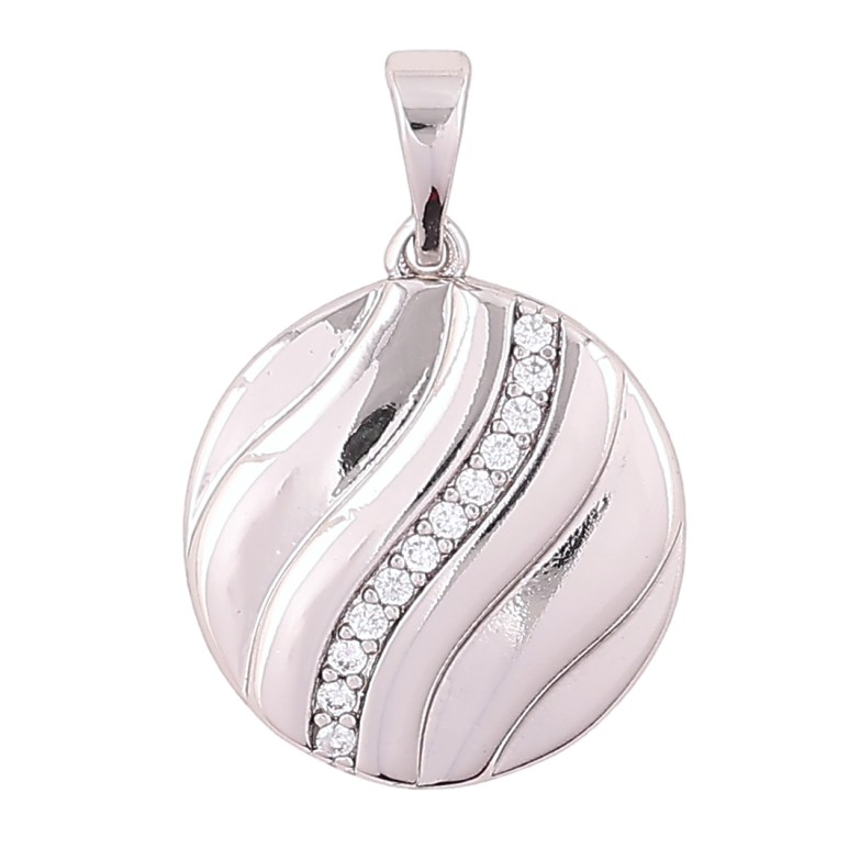 Кулон Xuping Родій «Круг з доріжкою цирконію» для ланцюжка до 5мм фото №1