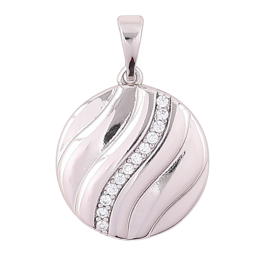 Кулон Xuping Родій «Круг з доріжкою цирконію» для ланцюжка до 5мм фото №1