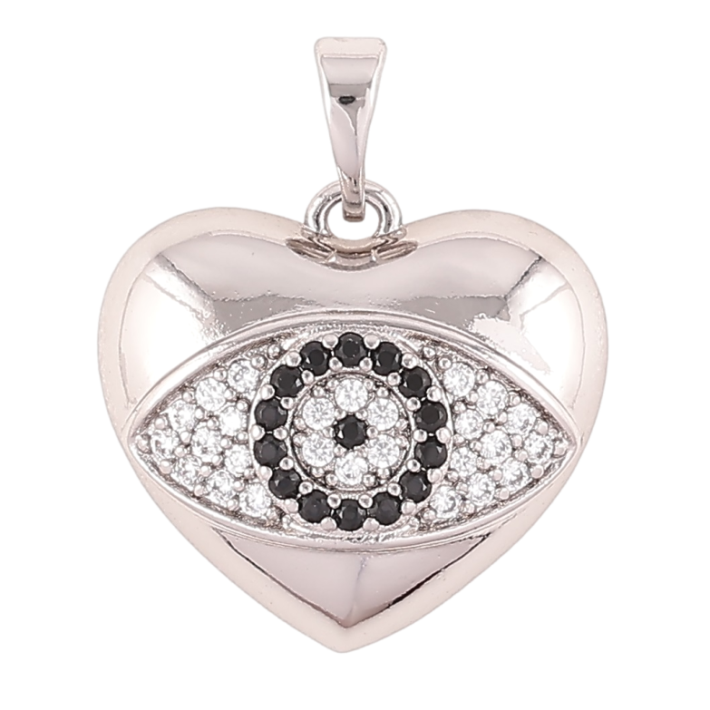 Кулон Xuping Родій «Серце з візерунком цирконієм око» для ланцюжка до 5мм фото №1