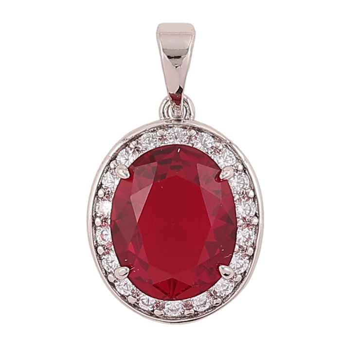 Кулон Xuping Родий Красный фианит в обрамлении циркония для цепочки до 5мм фото №3