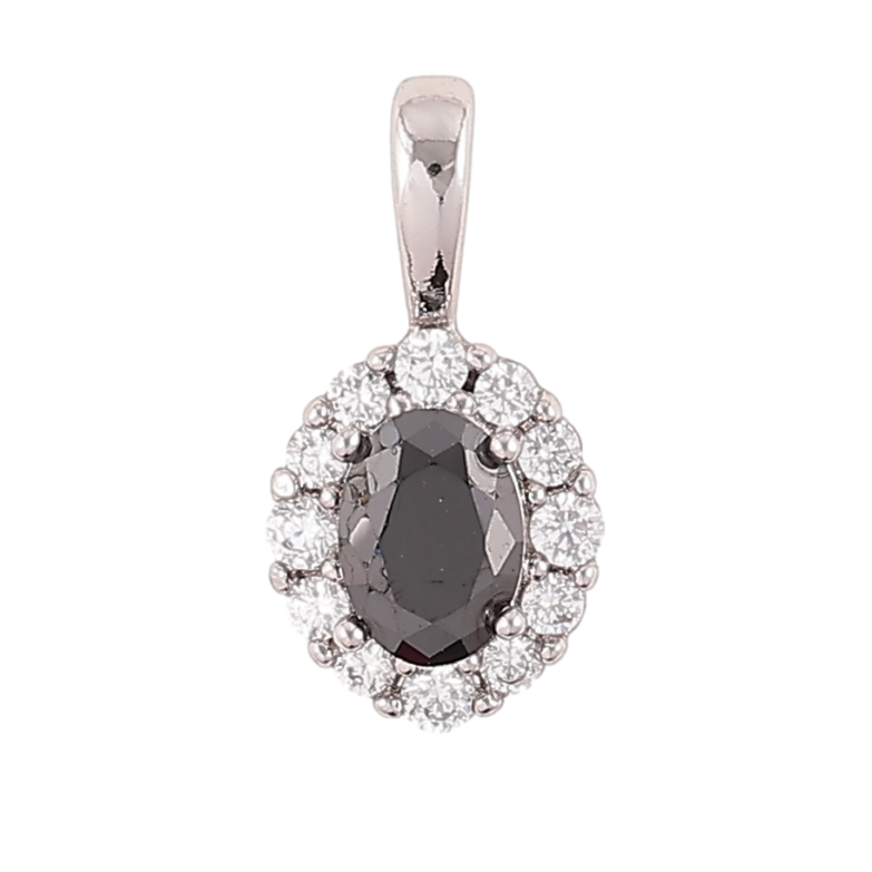 Кулон Xuping Родий Черный фианит в обрамлении циркония для цепочки до 3мм фото №2