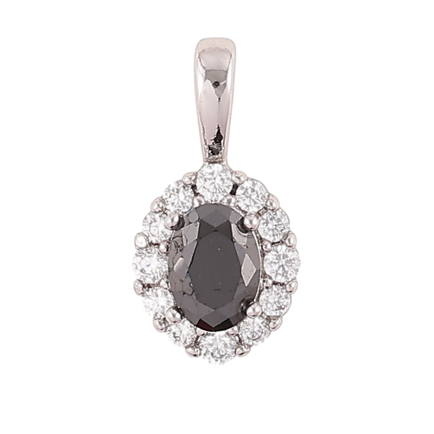 Кулон Xuping Родій «Чорний фіаніт в обрамленні цирконію» для ланцюжка до 3мм фото №1