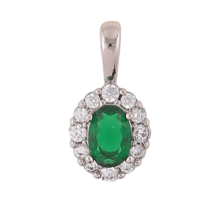 Кулон Xuping Родій «Зелений фіаніт в обрамленні цирконію» для ланцюжка до 3мм фото №7