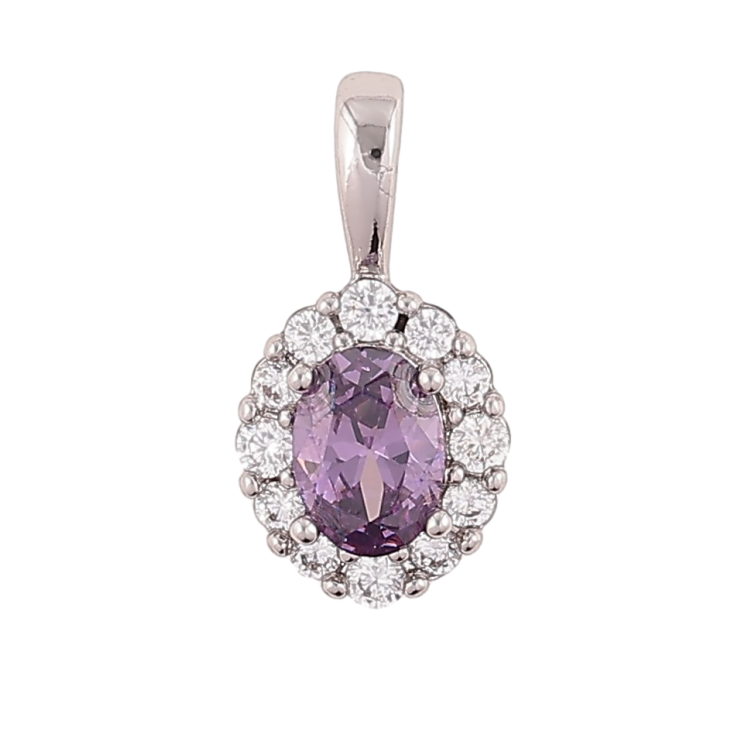 Кулон Xuping Родій «Бузковий фіаніт в обрамленні цирконію» для ланцюжка до 3мм фото №23