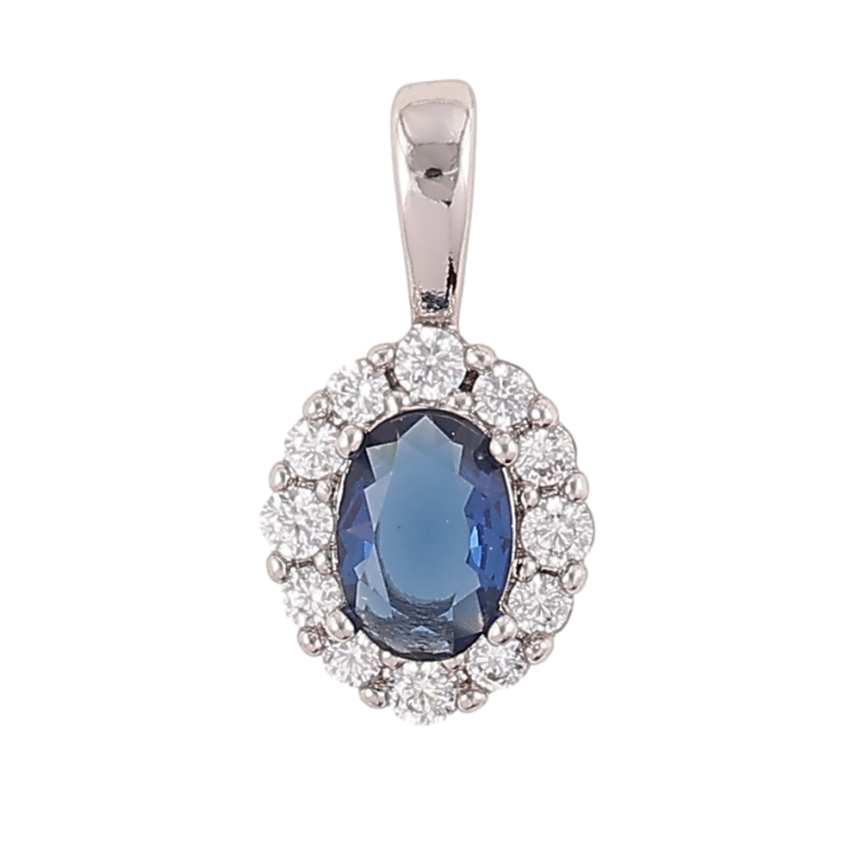 Кулон Xuping Родій «Синій фіаніт в обрамленні цирконію» для ланцюжка до 3мм фото №1