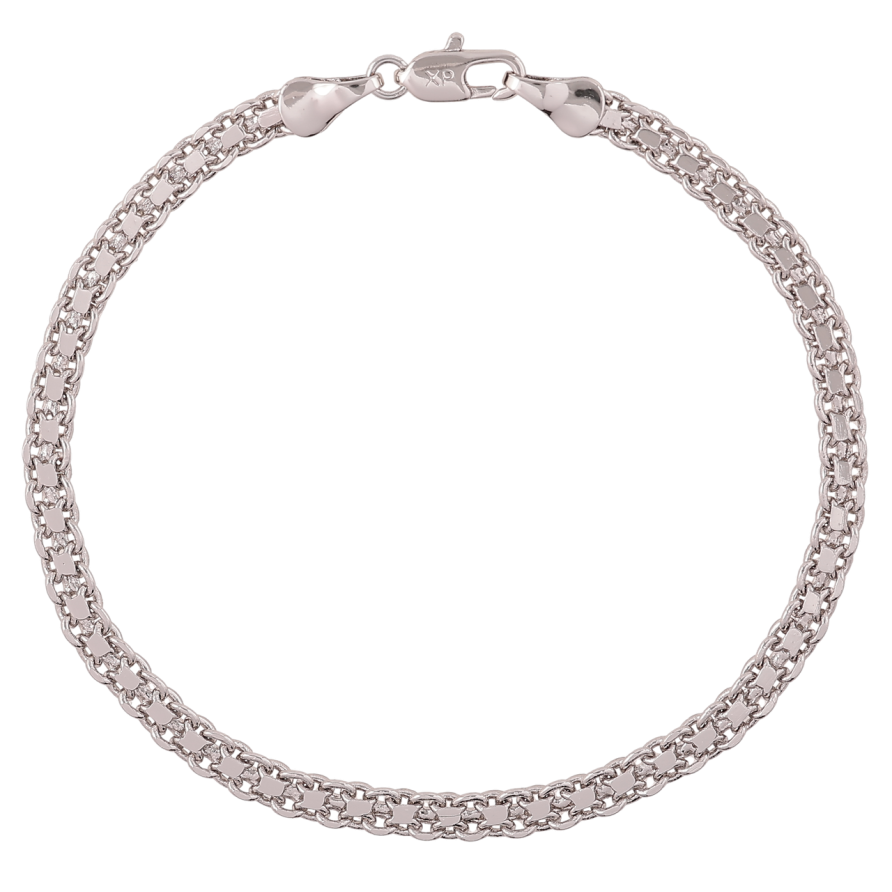 Браслет Xuping Родий Цепочка плетение Итальянский Бисмарк размер 19.5см х 4мм фото №1